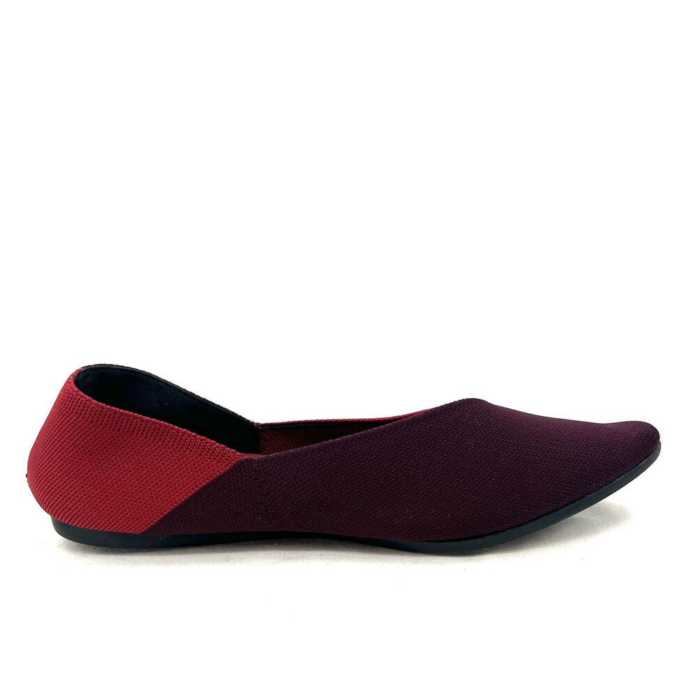VIVAIA Pointed Toe Knit Ballet Flats Womens EU 41 US 10 Burgundy Red Colorblock